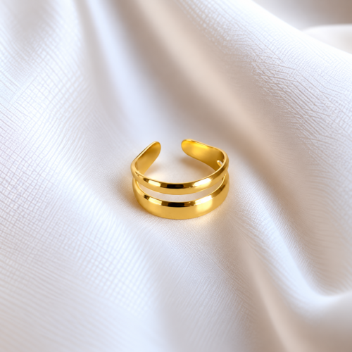 Gold Double Band Adjustable Ring