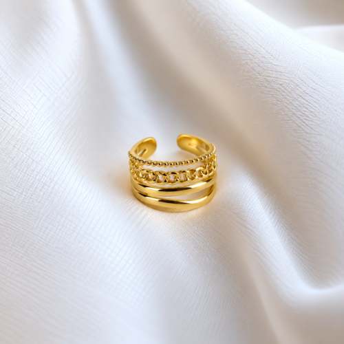 Gold Multi-Layer Chain Ring