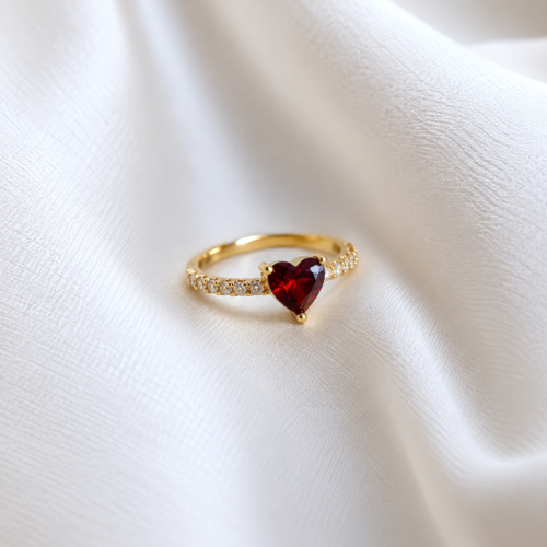 Ruby Red Heart Stone Ring