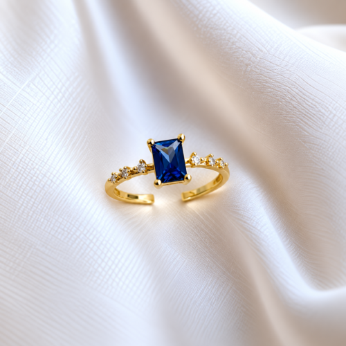 Blue Sapphire Rectangular Stone Ring