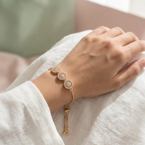 Rose Gold CZ Rotating Glitter Bracelet