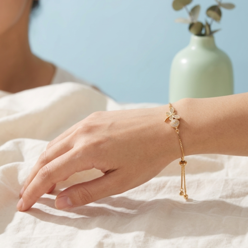 Gold-Plated CZ Dragonfly Charm Bracelet