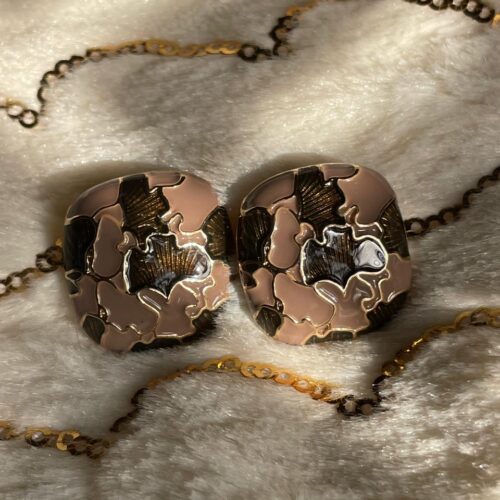 Gold-Tone Geometric Enamel Stud Earrings