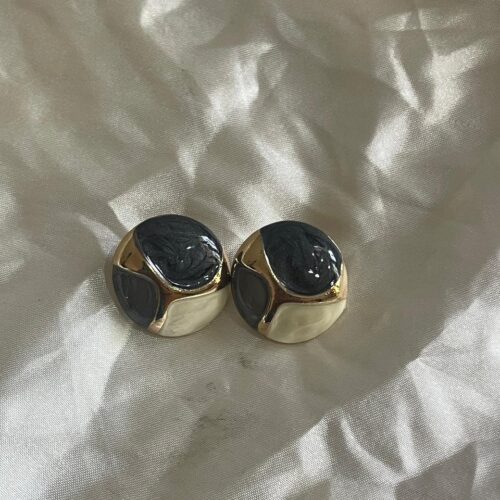 Vintage Gold-Tone Swirl Enamel Stud Earrings