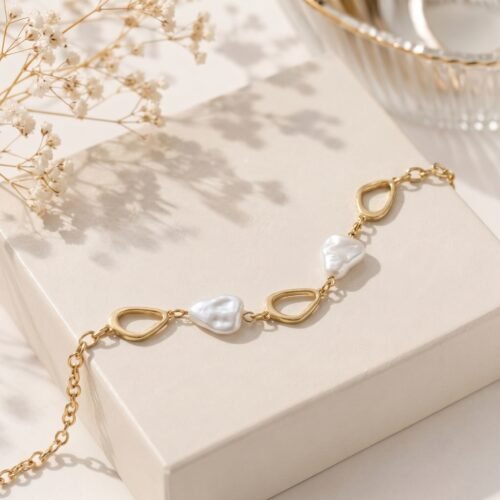 Baroque Pearl Chain Link Bracelet