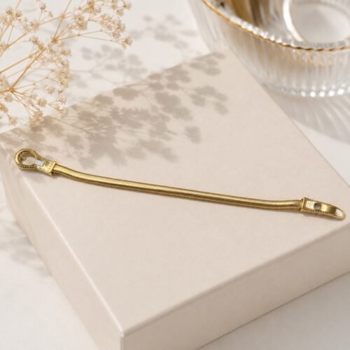 Vintage Gold-Tone Zip Lock Snake Chain Bracelet