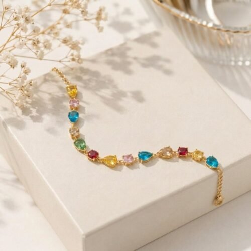 Multi Color Stone Gold Bracelet