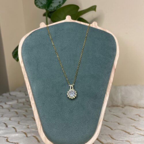 Zircon Halo Pendant Necklace