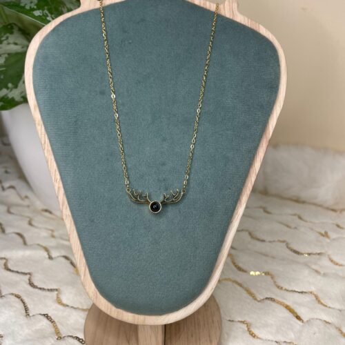 Gold Plated Reindeer Projection Necklace