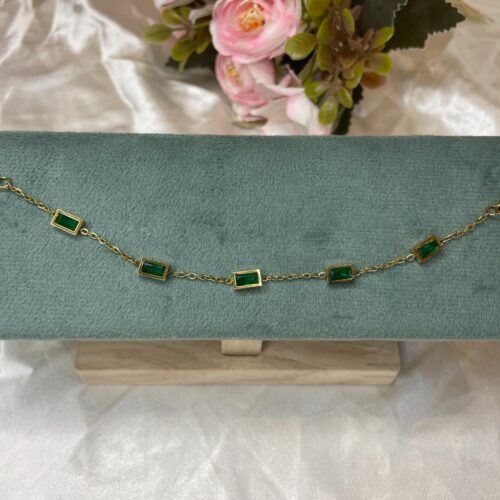 Emerald Green Stone Station Bracelet