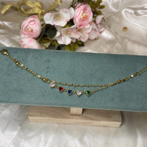 Multicolor Crystal Heart Bracelet