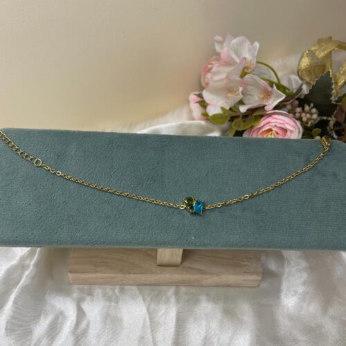 Multi Crystal Charm Gold Bracelet