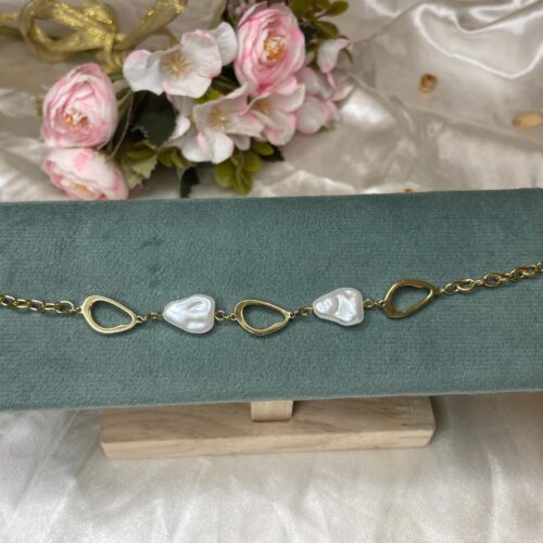 Baroque Pearl Chain Link Bracelet