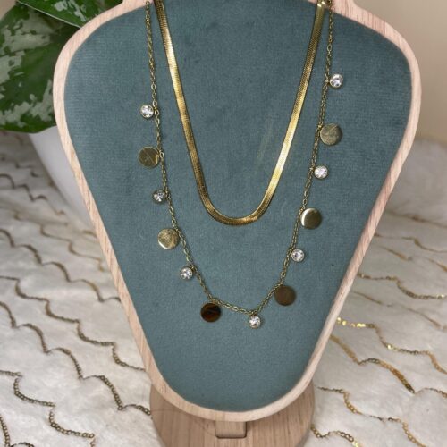 Discs & Crystals Charm Necklace