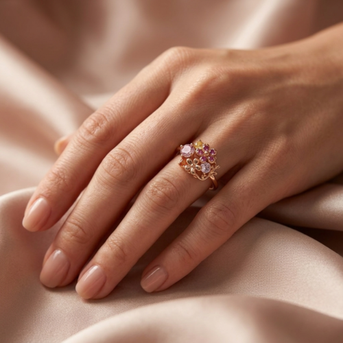 Rose Gold CZ Floweret Ring