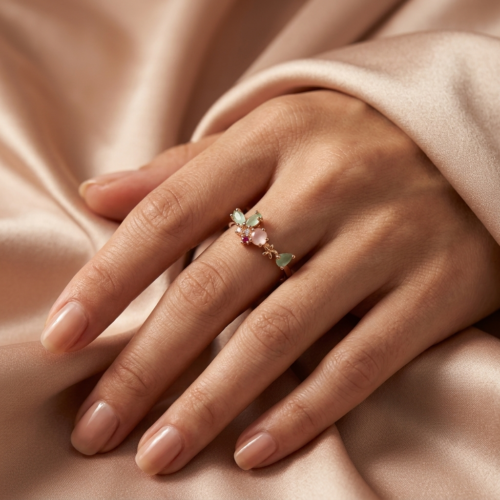 Multicolor Gemstone Cluster Adjustable Ring
