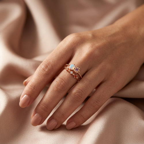 Sparkling Floweret CZ Rose Gold Ring