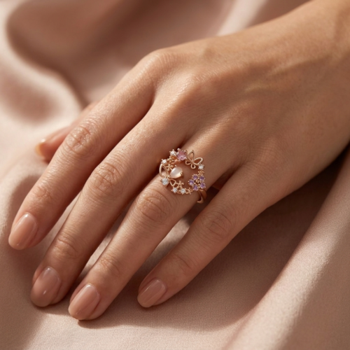 Eden's Garden Dreamy Butterfly Floral Ring