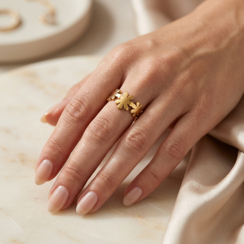 Gold-Tone Daisy Chain Wrap Ring