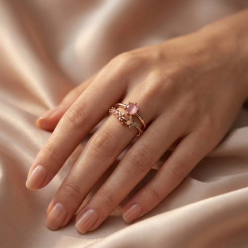Love Paradise Pink Gem Flower Ring