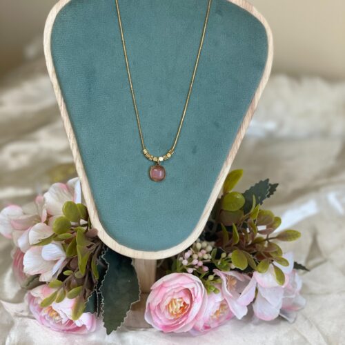 Pink Stone Beaded Necklace