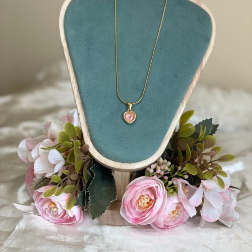Pink Heart Stone Pendant Necklace
