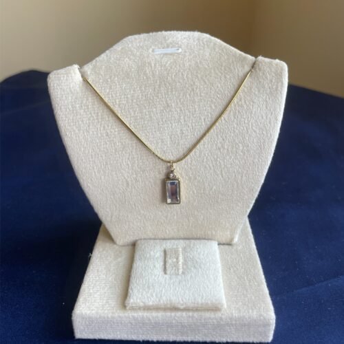 White Stone Rectangle Pendant Necklace
