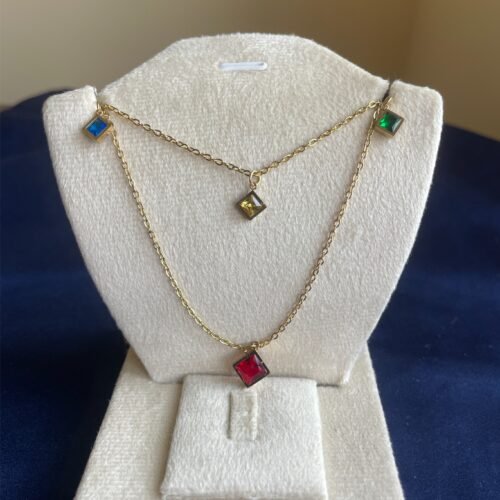 Colorful Stone Layered Charm Necklace