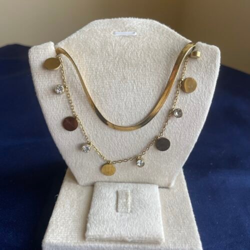 Discs & Crystals Charm Necklace