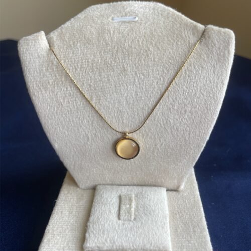 Gold Stone Round Pendant Necklace