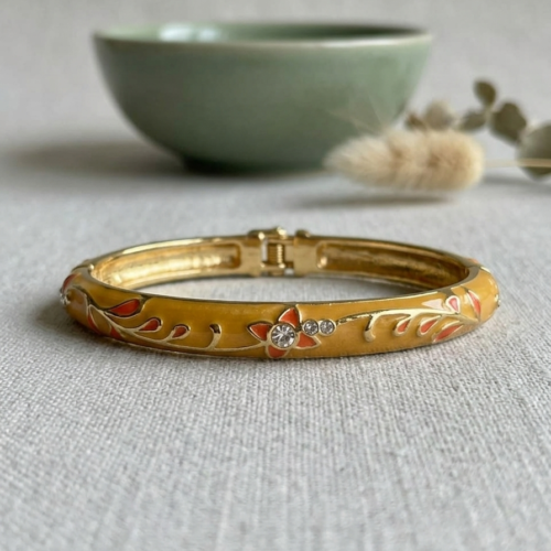 Warm Golden Yellow Enamel Bangle