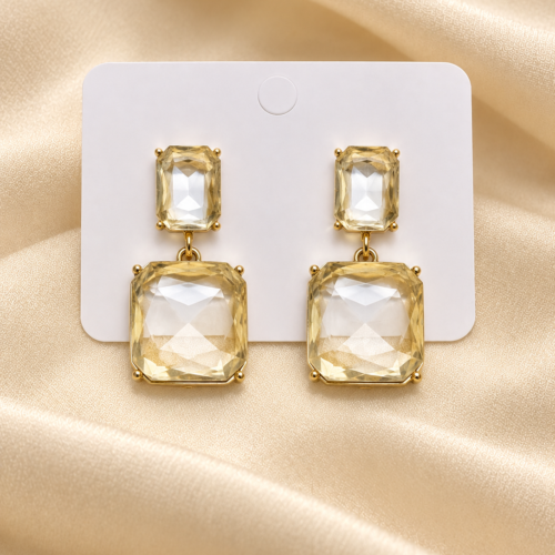 Geometric Crystal Drop Earrings
