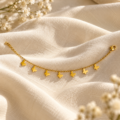 Dainty Butterfly Charm Anklet