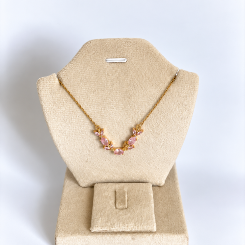 Pink Tulip Crystal Necklace