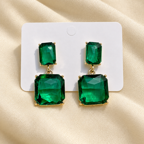 Emerald Crystal Drop Earrings