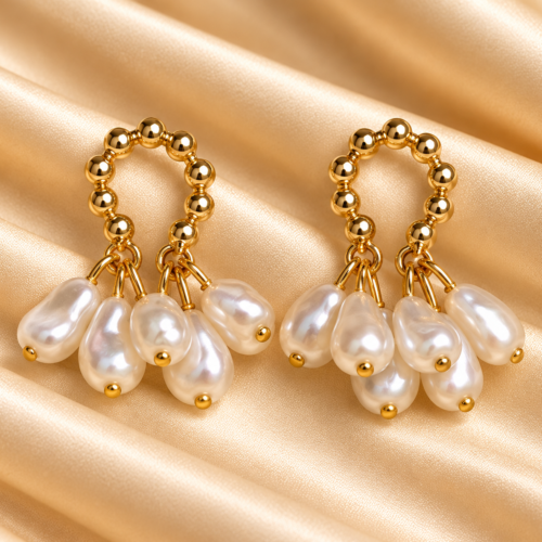 Pearl Cascade Loop Earrings