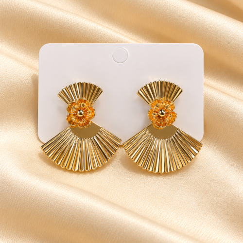 Pleated Fan Statement Earrings
