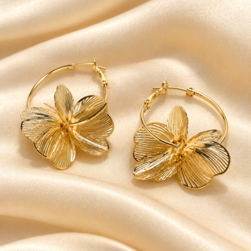 Floral Wire Hoop Earrings