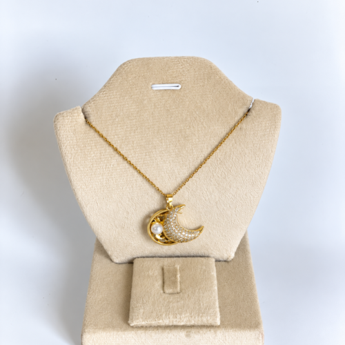 Crescent Moon Pearl Necklace
