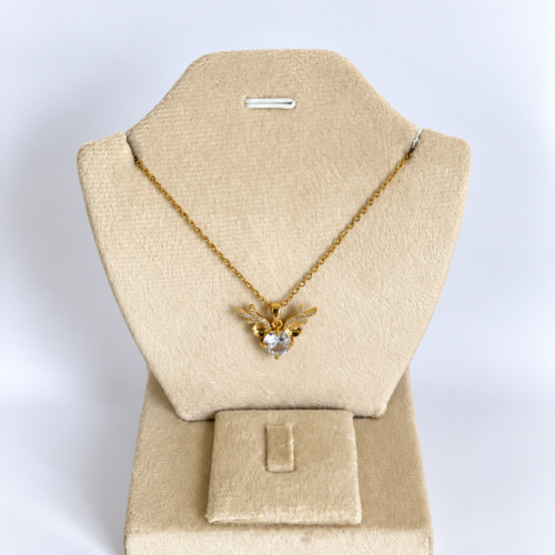 Winged Heart Crystal Necklace