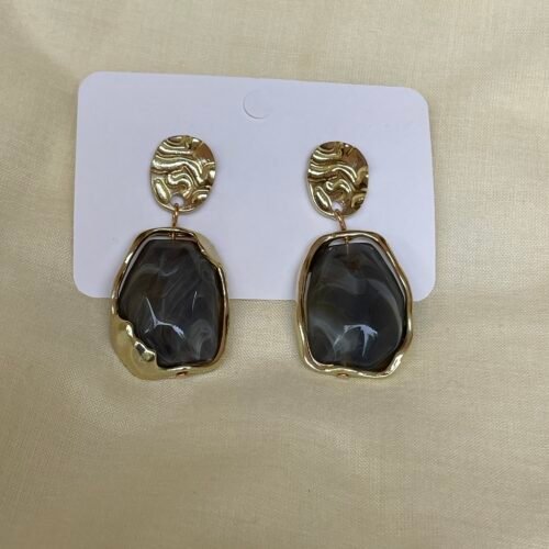Golden Marble Resin Drop Earrings