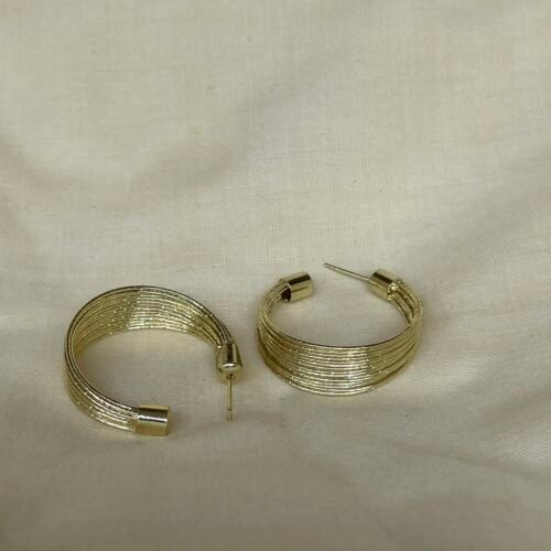 Ribbed Gold Hoop Earrings