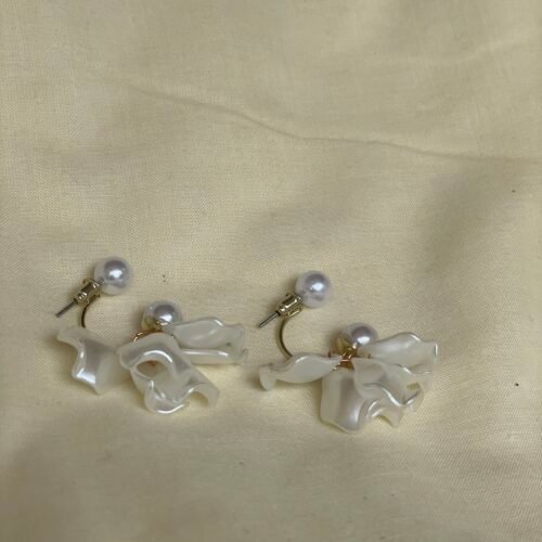 White Petal Pearl Earrings