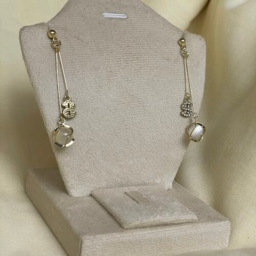 Cat-Eye Charm Drop Earrings