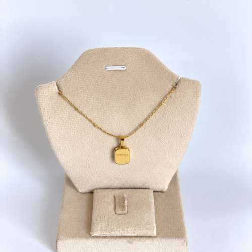 Engraved Square Pendant Necklace