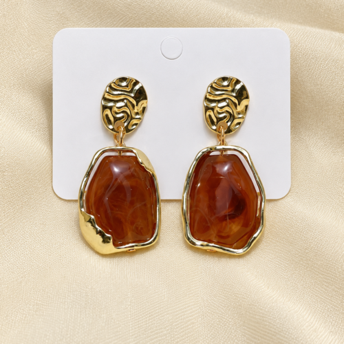 Amber Resin Drop Earrings