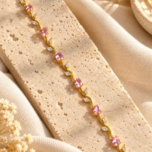 Pink Tulip Crystal Bracelet